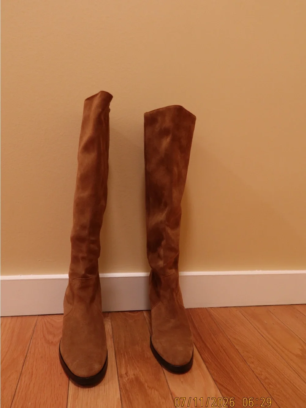 Anthropologie Suede Over-the-Knee Boots in Tan